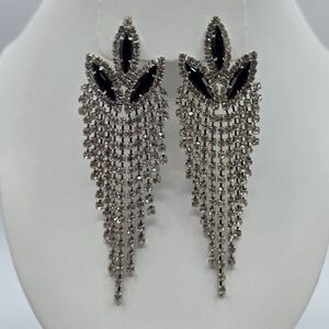 Charming Charlie Crystal Silver Chandelier Earrings